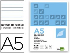 RECARGA LIDERPAPEL DIN-A5 120+20 FOLHAS HORIZONTAL 6 FUROS S