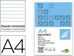 RECARGA LIDERPAPEL DIN-A4 120+20 F PAUTADO 4 FUROS  SEM MARG
