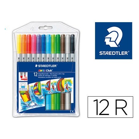 MARCADOR STAEDTLER NORIS CLUB DUPLA PONTA CAIXA DE 12 CORES