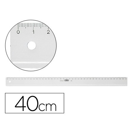 10un REGUA MOR 40 CM PLASTICO TRANSPARENTE