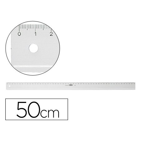 10un REGUA MOR 50 CM PLASTICO TRANSPARENTE