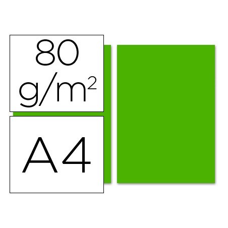 PAPEL COR LIDERPAPEL DIN-A4 80G VERDE INTENSO RESMA DE 100 F