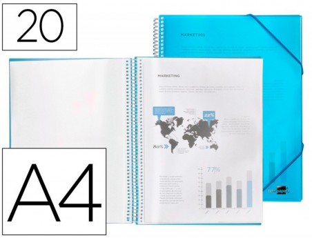 CAPA CATALOGO LIDERPAPEL COM ESPIRAL 20 BOLSAS POLIPROPILENO