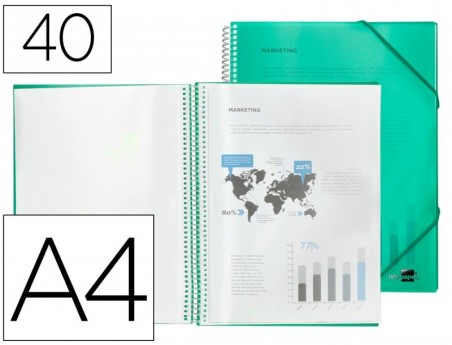 CAPA CATALOGO LIDERPAPEL COM ESPIRAL 40 BOLSAS POLIPROPILENO