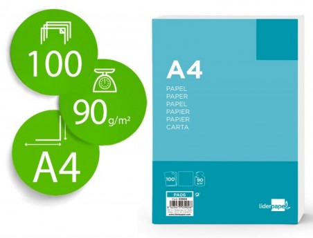 PAPEL LIDERPAPEL 90 G/M2. 100 FOLHAS. DIN A4