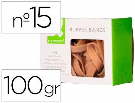 BANDAS ELASTICAS Q-CONNECT C/100 GR 100X9 MM NUMERO 15