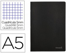 10un CADERNO ESCOLAR CAPA PRETA LIDERPAPEL A5 80F QUAD 5MM P