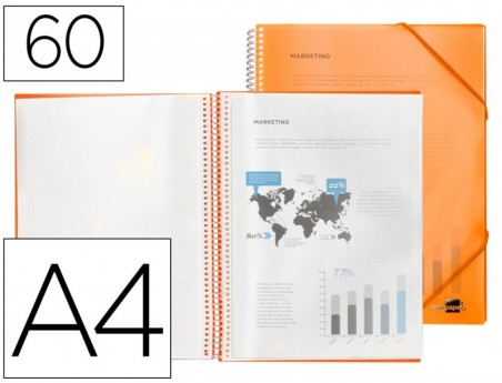 CAPA CATALOGO LIDERPAPEL COM ESPIRAL 60 BOLSAS POLIPROPILENO