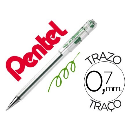 12un ESFEROGRAFICA PENTEL MINI BK77 VERDE 0,7 MM