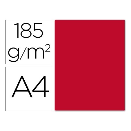 CARTOLINA GUARRO DIN A4 VERMELHO 185 GR EMBALAGEM DE 50 FOLH