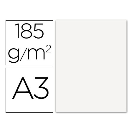 CARTOLINA GUARRO DIN A3 BRANCO 185 GR EMBALAGEM DE 50 FOLHAS