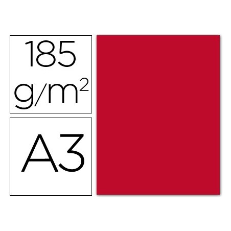 CARTOLINA GUARRO DIN A3 VERMELHO 185 GR EMBALAGEM DE 50 FOLH