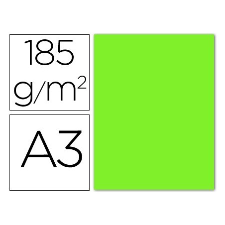 CARTOLINA GUARRO DIN A3 VERDE FLUORESCENTE 185 GR EMBALAGEM