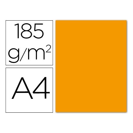 CARTOLINA GUARRO DIN A4 TANGERINA 185 GR EMBALAGEM DE 50 FOL