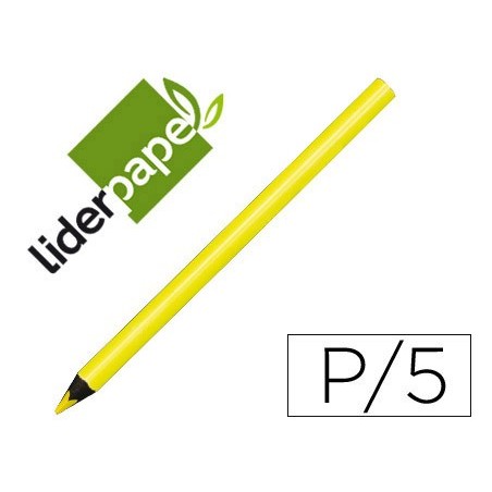 5un LAPIS DE CORES LIDERPAPEL NEON AMARELO CAIXA DE 5 LAPIS