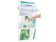 EXPOSITOR MURAL CEP DE PAREDE 3 BANDEJAS DIN A4 TRANSPARENTE