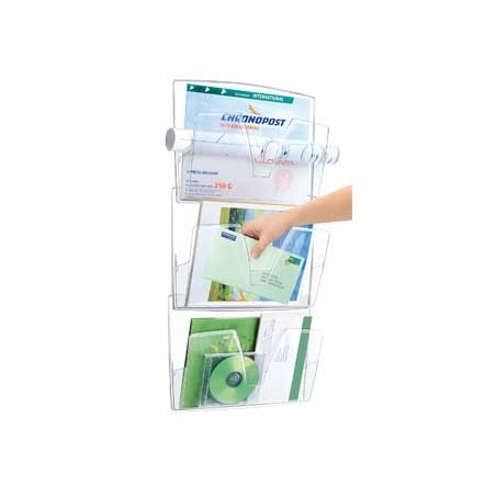 EXPOSITOR MURAL CEP DE PAREDE 3 BANDEJAS DIN A4 TRANSPARENTE