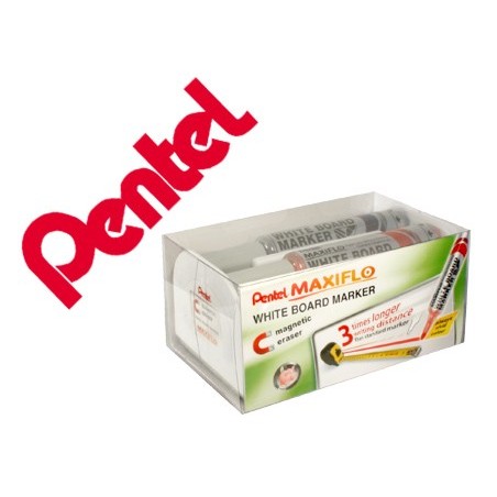 APAGADOR MAGNETICO QUADRO BRANCO PENTEL COM 4 MARCADORES MAX