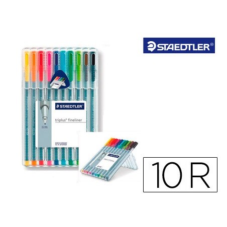 MARCADOR STAEDTLER TRIPLUS FINELINER ESTOJO 10 CORES SORTIDA