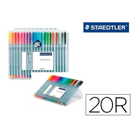 MARCADOR STAEDTLER TRIPLUS FINELINER ESTOJO 20 CORES SORTIDA