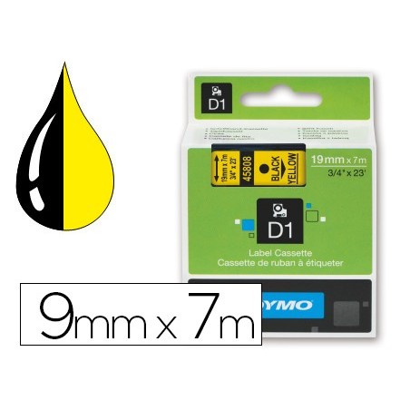 FITA DYMO PRETO AMARELO 19MM X 7 MT D1