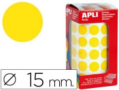 ETIQUETAS APLI AUTO ADESIVOS CIRCULARES 15 MM AMARELO EM ROL