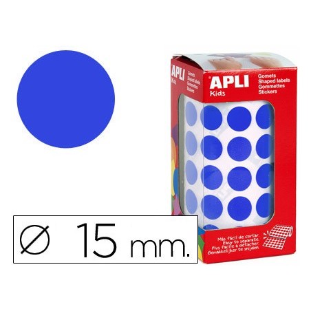 GOMETS AUTOADHESIVOS CIRCULARES 15 MM AZUL EN ROLLO CON 2832