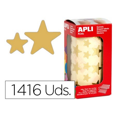 ETIQUETAS AUTO ADESIVAS ESTRELAS GRANDES OURO EM ROLO COM 14