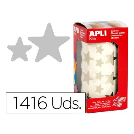 ETIQUETAS AUTO ADESIVAS ESTRELAS GRANDES PRATA EM ROLO COM 1