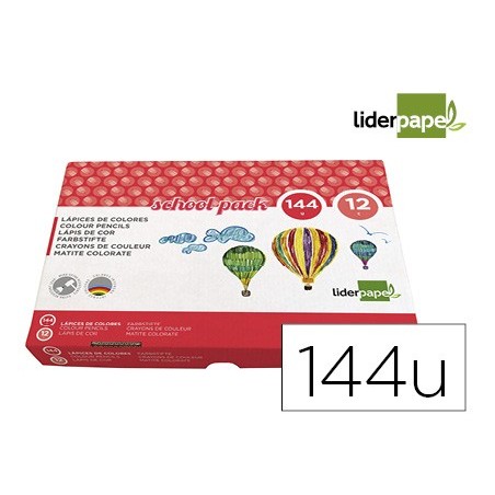 LAPIS DE CORES LIDERPAPEL SCHOOL PACK DE 144 UNIDADES 12 COR