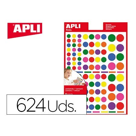 FIGURAS APLI AUTO ADESIVAS CIRCULO MULTICOR BLISTER DE 6 FOL