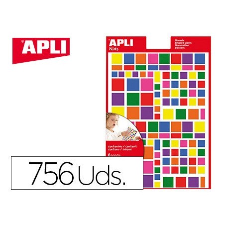 FIGURAS APLI AUTO ADESIVAS QUADRADO MULTICOR BLISTER DE 6 FO