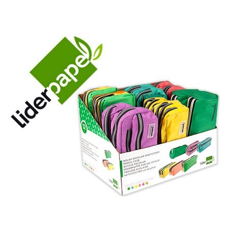 ESTOJO ESCOLAR LIDERPAPEL EXPOSITOR DE 12 UNIDADES CORES E M