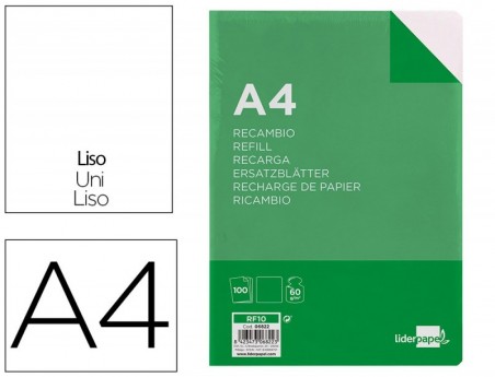 RECARGA LIDERPAPEL FOLIO 100 F 4TF-10 LISO 4 FUROS