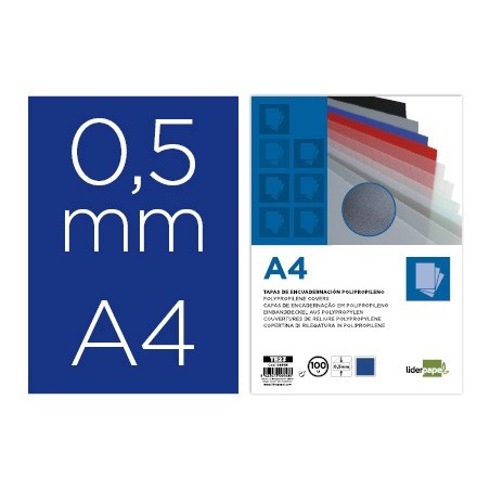 TAPA ENCUADERNACION LIDERPAPEL POLIPROPILENO A4 0.5MM AZUL P