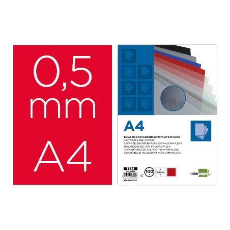 TAPA ENCUADERNACION LIDERPAPEL POLIPROPILENO A4 0.5MM ROJO P
