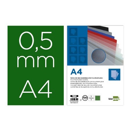 TAPA ENCUADERNACION LIDERPAPEL POLIPROPILENO A4 0.5MM VERDE
