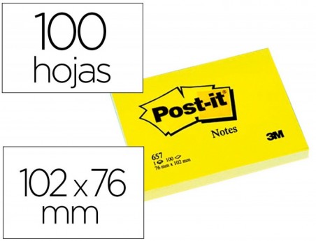 12un BLOCO NOTAS POST-IT ADESIVAS AMARELO 74 X 100 MM