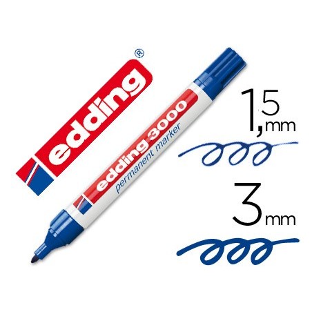 10un MARCADOR EDDING 3000 AZUL-PONTA REDONDA 3 MM