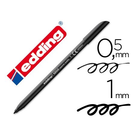 10un MARCADOR EDDING 1200 PRETO N.1PONTA FIBRA REDONDA 0.5MM