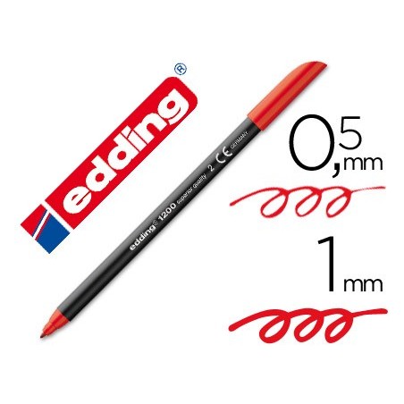 10un MARCADOR EDDING N. 2 VERMELHO PONTA REDONDA 0,5 MM