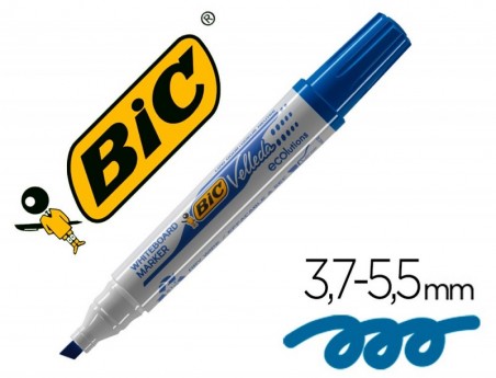 12un MARCADOR BIC VELLEDA PONTA BISELADA AZUL PARA QUADRO BR