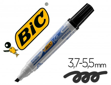 12un MARCADOR BIC VELLEDA PONTA BISELADA PRETO PARA QUADRO B