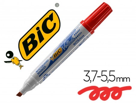 12un MARCADOR BIC VELLEDA PONTA BISELADA VERMELHO PARA QUADR