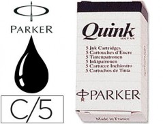 TINTA PARKER QUINK PRETA - CAIXA DE 5 CARTUCHOS