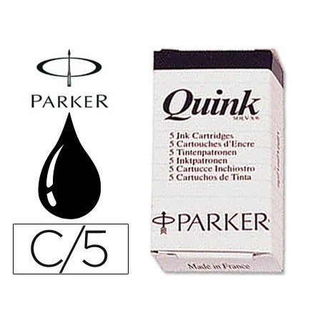 TINTA PARKER QUINK PRETA - CAIXA DE 5 CARTUCHOS