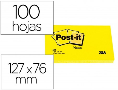 12un BLOCO NOTAS POST-IT ADESIVAS POST-IT AMARELO 76 X 127 M