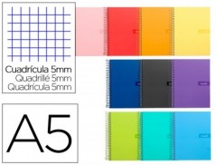 CUADERNO ESPIRAL LIDERPAPEL A5 CRAFTY TAPA FORRADA 80H 90 GR