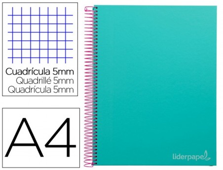 CUADERNO ESPIRAL LIDERPAPEL A4 MICRO JOLLY TAPA FORRADA 140H