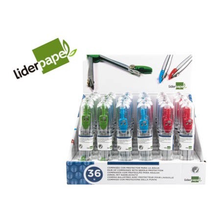COMPASSO LIDERPAPEL MK-1 COM PROTETOR DE PONTA CORES SORTIDA